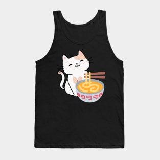 Cute Cat Eating Ramen Tank Top